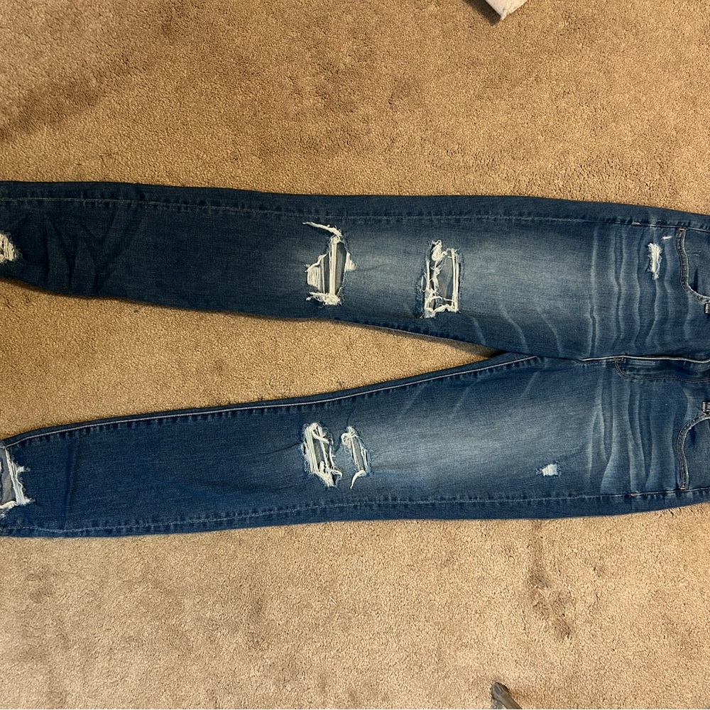 Distressed Blue Jeans